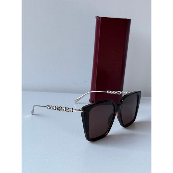 NEW Gucci GG1967S Oversized Brown Crystal Sunglasses $665 main image 7